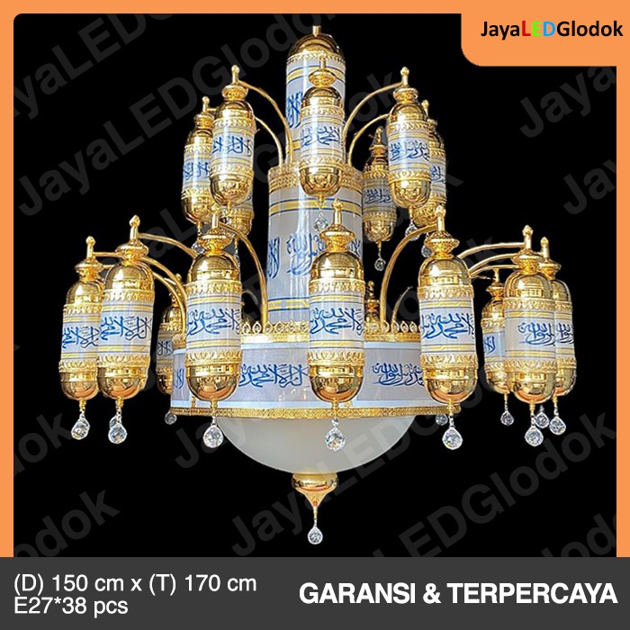 Lampu Gantung Klasik Antik Timur Arab Void Masjid Hias Emas Cabang 16 8