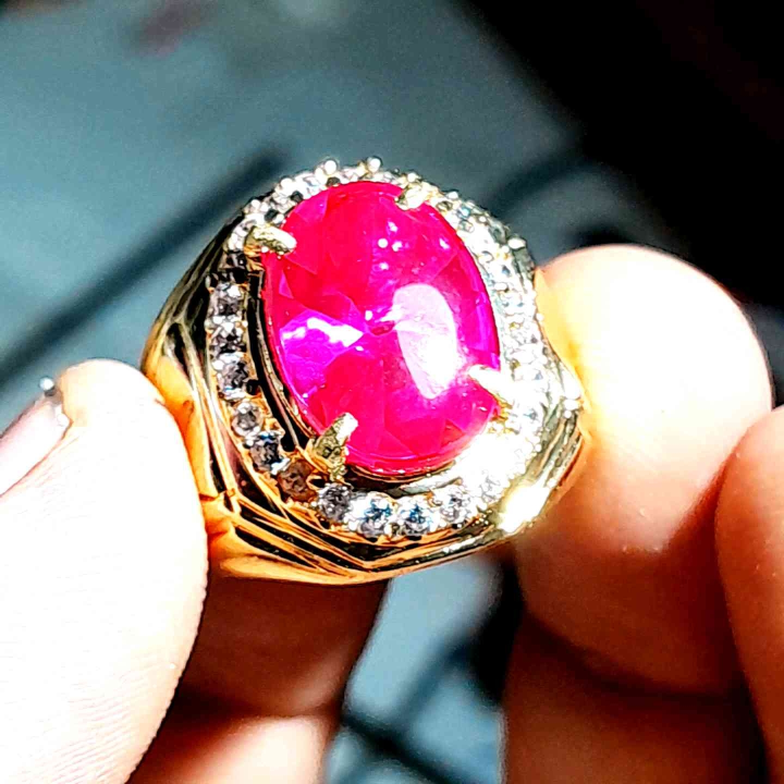 Cincin Batu Merah Delima Siam Rose Super Mewah Lazada Indonesia