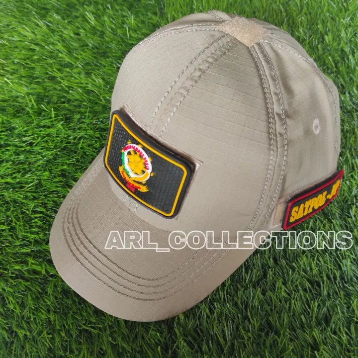 Topi Pol Pp Bdu Velcro Cream Tan Plus Patch Rubber Topi Pol Pp Model