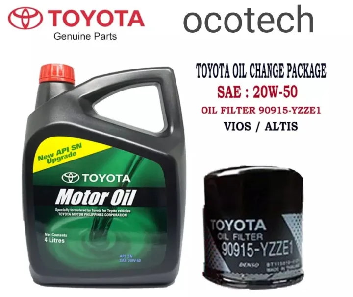 TOYOTA VIOS CHANGE OIL PACKAGE TOYOTA OIL API SN SAE20W 50 TOYOTA