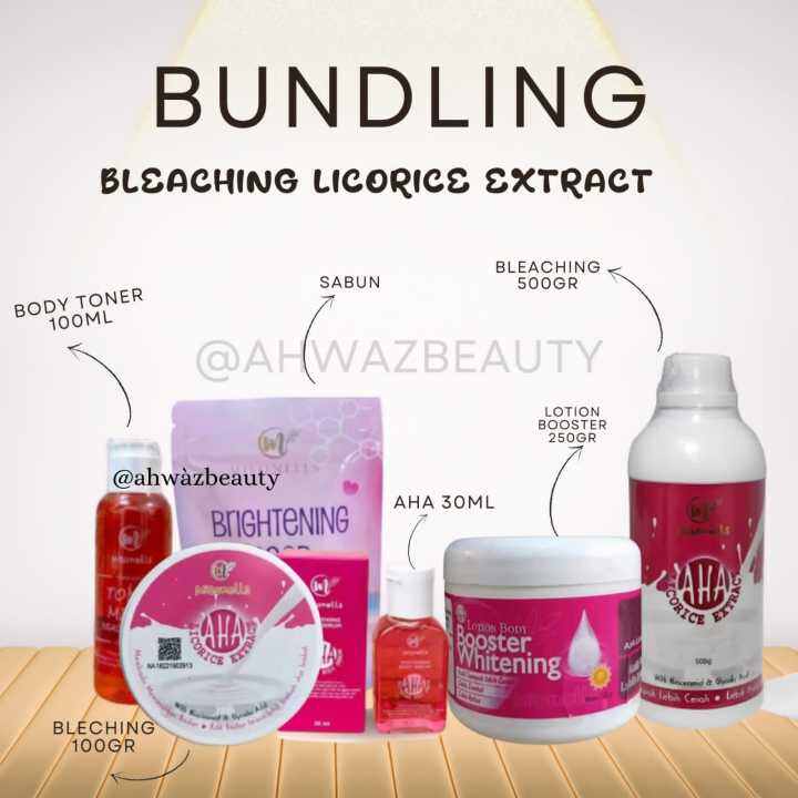 Paket Bundling Misonells Bleaching Licorice Extract Isi 500gr Kemasan