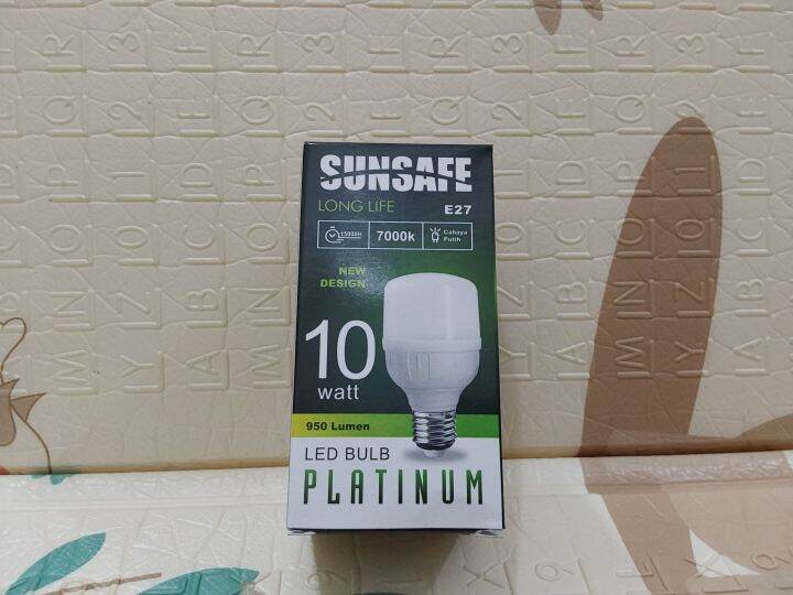 LAMPU LED SUNSAFE PLATINUM 10 WATT NYALA PUTIH TERANG SNI Lazada