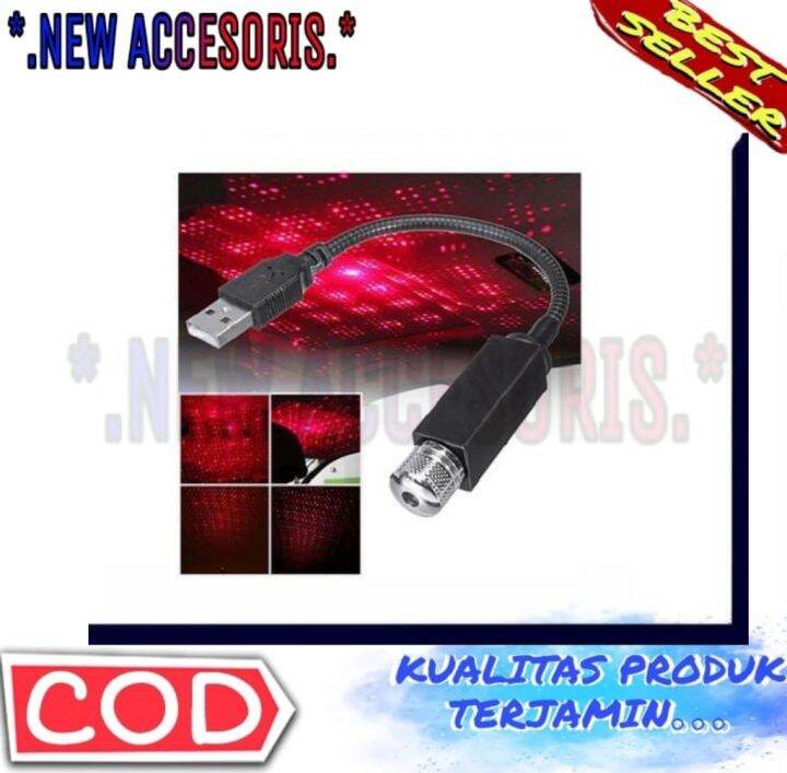 Lampu LED Proyektor Dekorasi Interior Mobil USB Motif Bintang Star