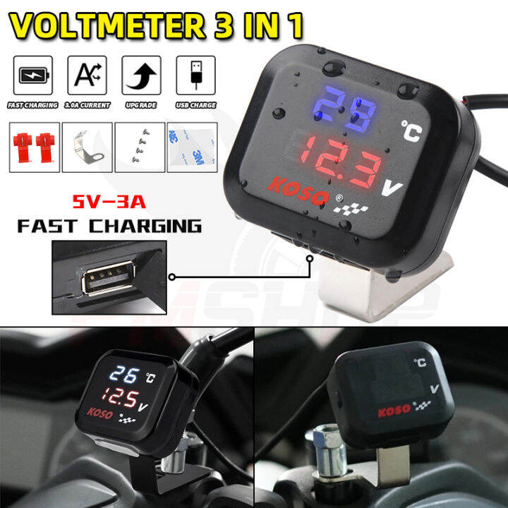 Pmshop Motorcycle Car In Voltmeter Thermometer Koso V Digital Led