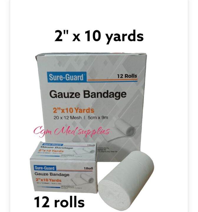 GAUZE BANDAGE 2 X10 YARDS SURE GUARD 12 ROLLS Lazada PH