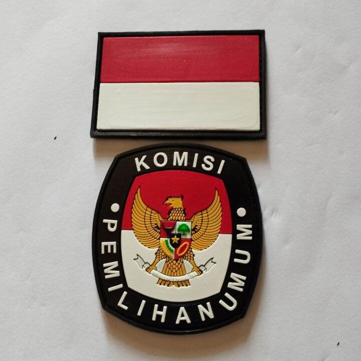 Patch Rubber Satu Set Logo KPU Dan Bendera Merah Putih Tempelan