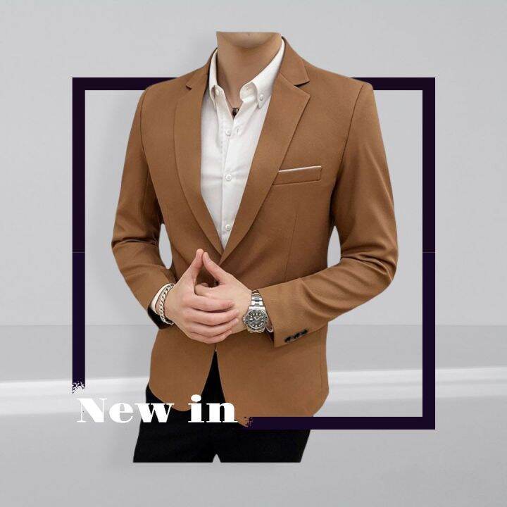 Blazer Keren Cowok Modric Choco Jas Pria Slimfit Korea Style Lazada