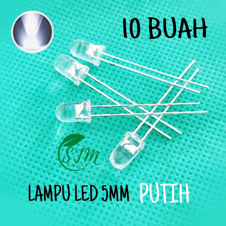 10 BUAH LAMPU LED 5MM PUTIH BENING NYALA PUTIH LED 5 MM WHITE