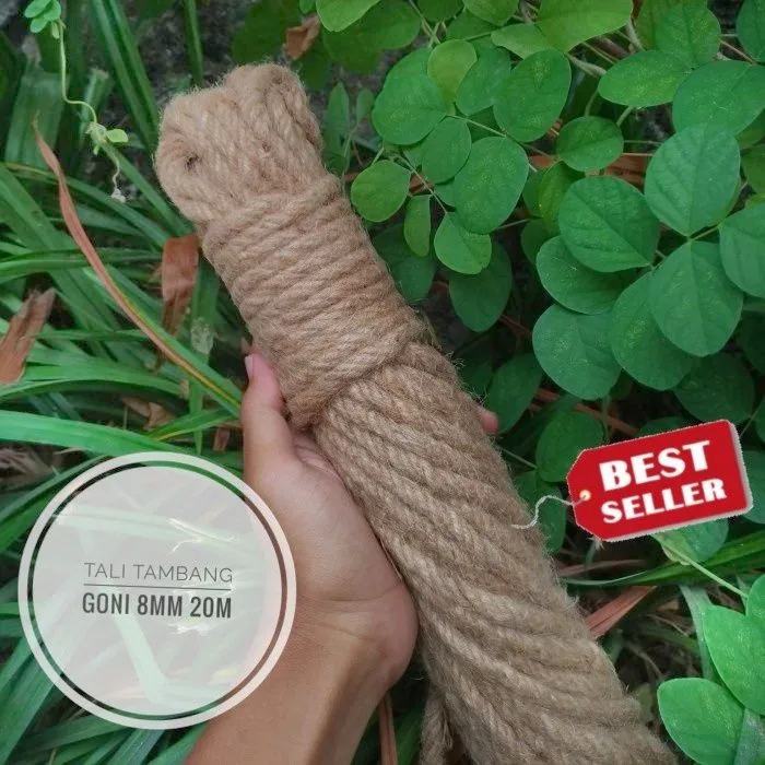 Tali Goni 8 MM Tali Rami 20 M Jute Rope 3 Ply Tali Garukan Kucing