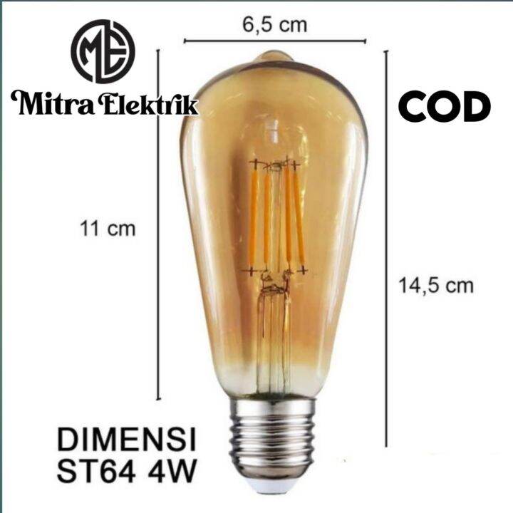 Lampu Bohlam Edison LED ST 64 4w 4watt 4 Watt W Vintage Filament Bulb