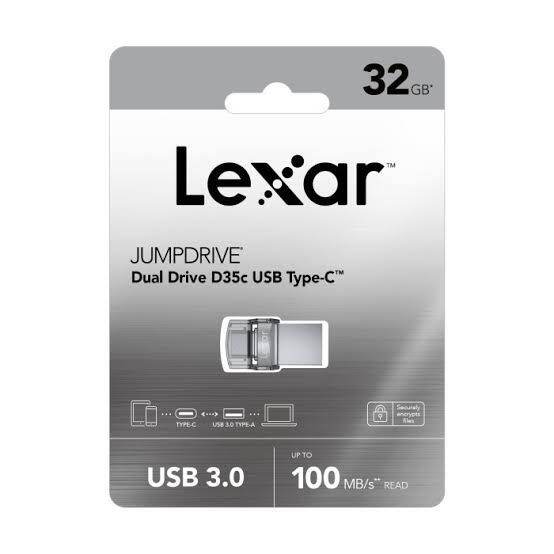 Flashdisk Lexar Jumpdrive Dual Drive D35c USB Type C 32gb Original