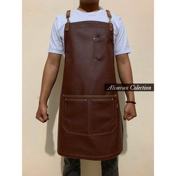 Apron Barista Kulit Celemek Masak Kulit Apron Kulit Asli Celemek Kulit