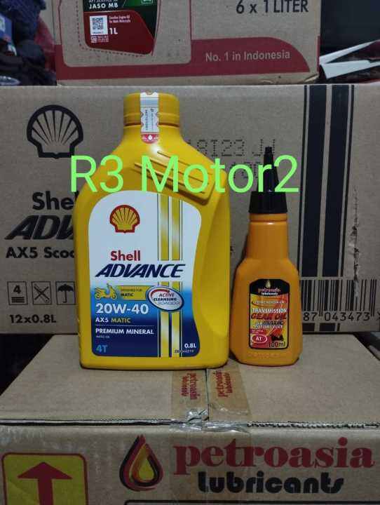 PAKET OLI SHELL ADVANCE MATIC AX5 0 8L 20W 40 PLUS GARDAN 100ml