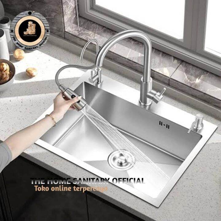 Paket Lengkap Kitchen Sink GOLDEN HAND 5040 Paket Kran Tarik STAINLESS