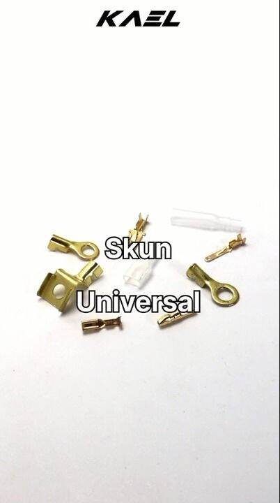 Skun Aki Gepeng Bulat Ring Universal Motor Mobil Kuning Silver Mini