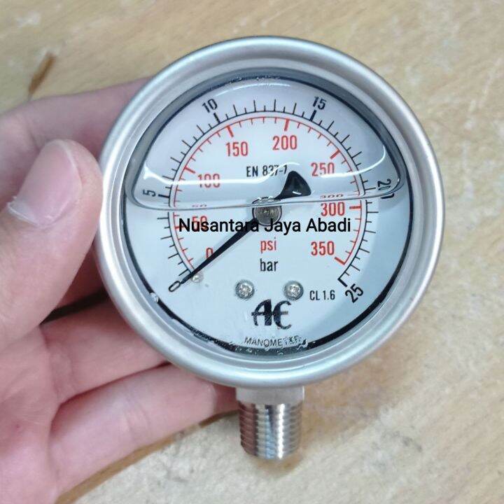 Pressure Gauge Raket Full All Stainless Inchi Bar Psi Ae