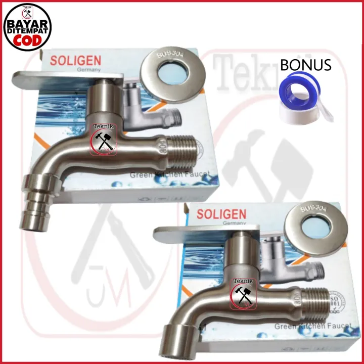 Kran Air Stainless Taman Tembok Inch Tebal Premium Soligen