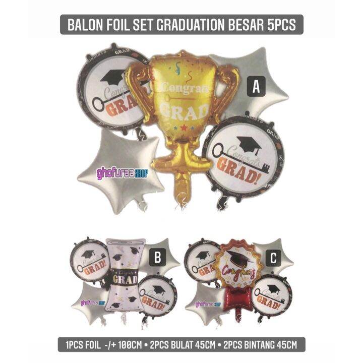 Balon Foil Set Graduation Besar Pcs Per Pack Paket Dekorasi Wisuda