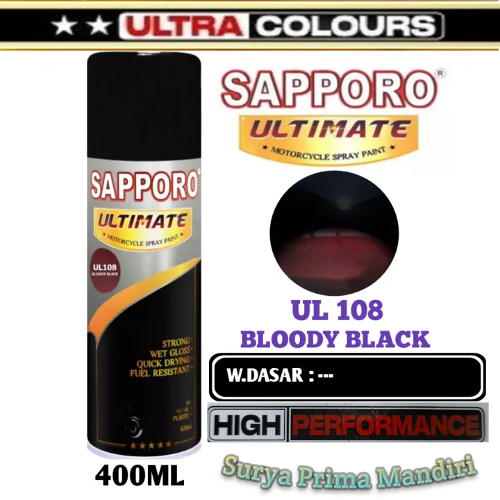 UL108 BLOODY BLACK SAPPORO ULTIMATE ULTRA COLOUR 400ml Cat Semprot