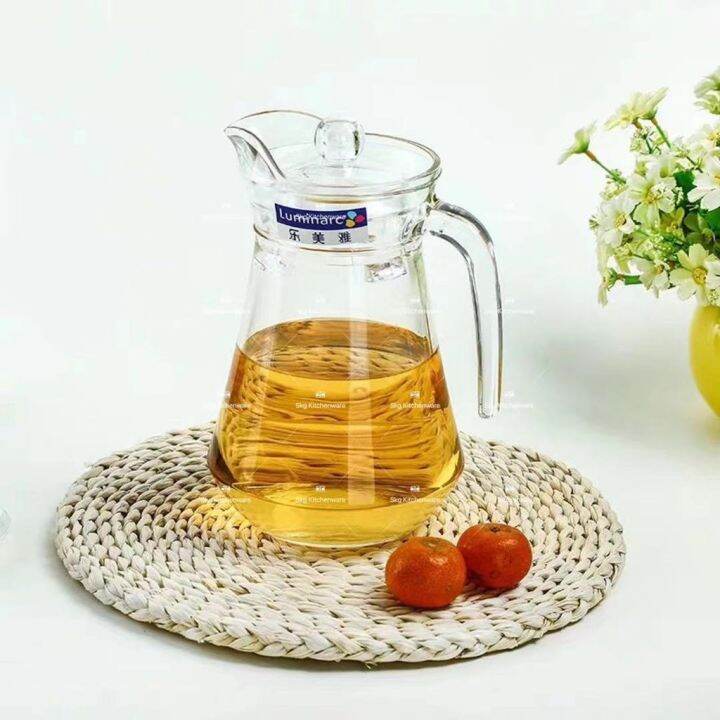 Luminarc ARC Glass Jug Pitcher With Lids 1 3Liter Jag Kaca Water Teko