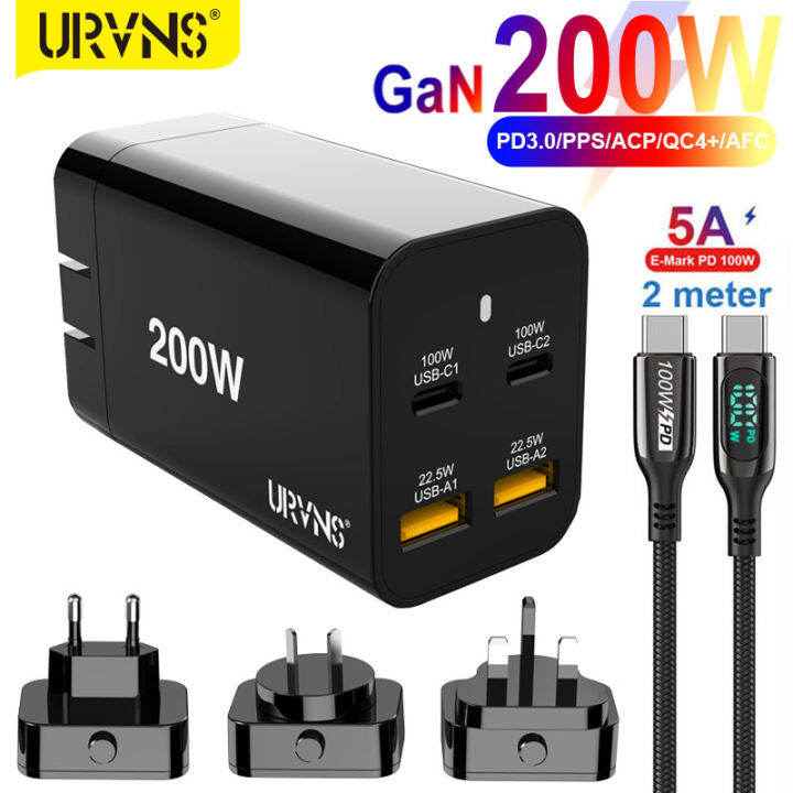 URVNS 200W PD Charger 4 Port GaN Charger PD3 0 100W QC3 0 22 5W PPS