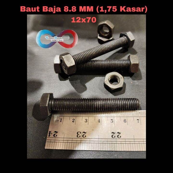 Baut Mur Baja Htb Grade 8 8 12x70 Mm P 1 75 Per 1 Pcs Lazada