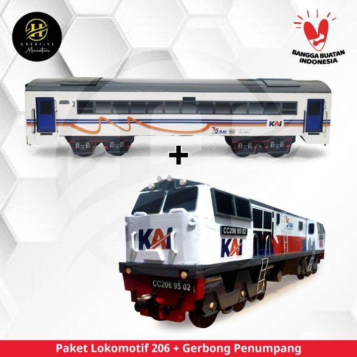 Miniatur Kereta Api Kayu Paket Lokomotif Dan Gerbong Lazada Indonesia