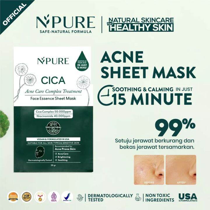 Npure Sheet Mask Cica Masker Topeng Centella Asiatica Untuk Kulit