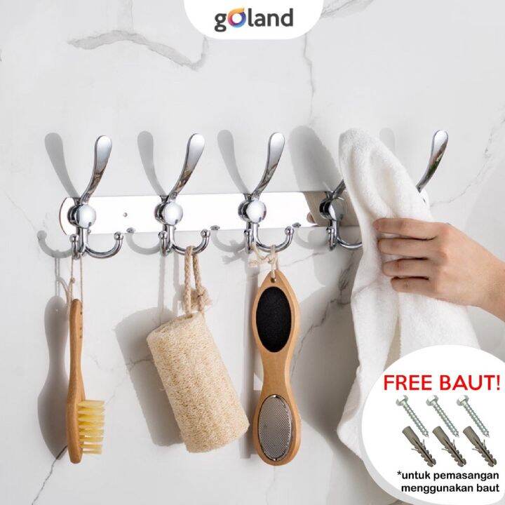 Goland Gantungan Baju Dinding Tempel Cantolan Stainless Steel Hook