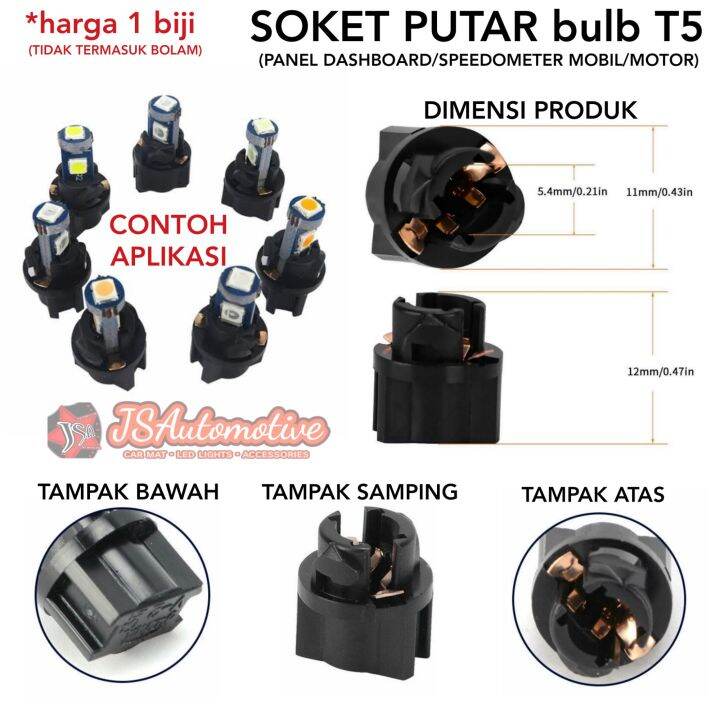 Socket Twist Ukuran Bulb T T Soket Putar Speedometer Panel Spido