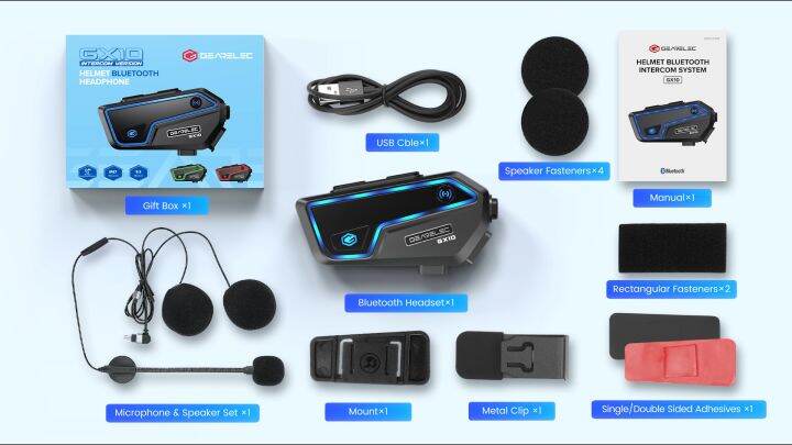 Gearelec Gx Bluetooth Motorcycle Helmet Intercom System Riders