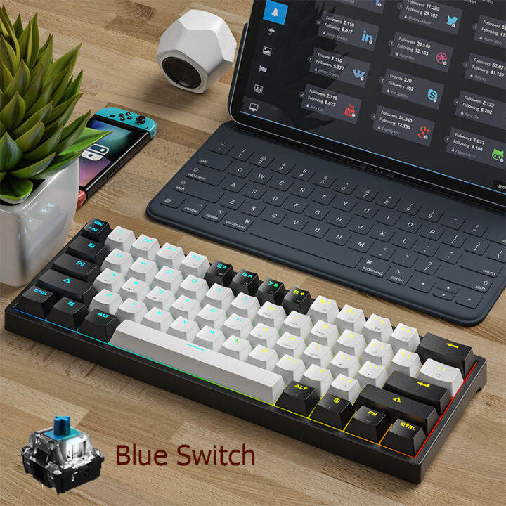 Leaven K Keyboard Mechanical Tkl Rgb Murah Type C Wired Blue Switch