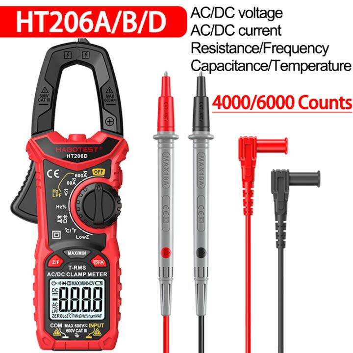 HT206 Digital Clamp Meter 600V AC DC Current NCV Multimeter Pinza