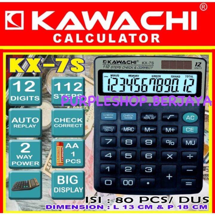 Kawachi Kalkulator 12 Digit KX 7S BIG DISPLAY Lazada Indonesia