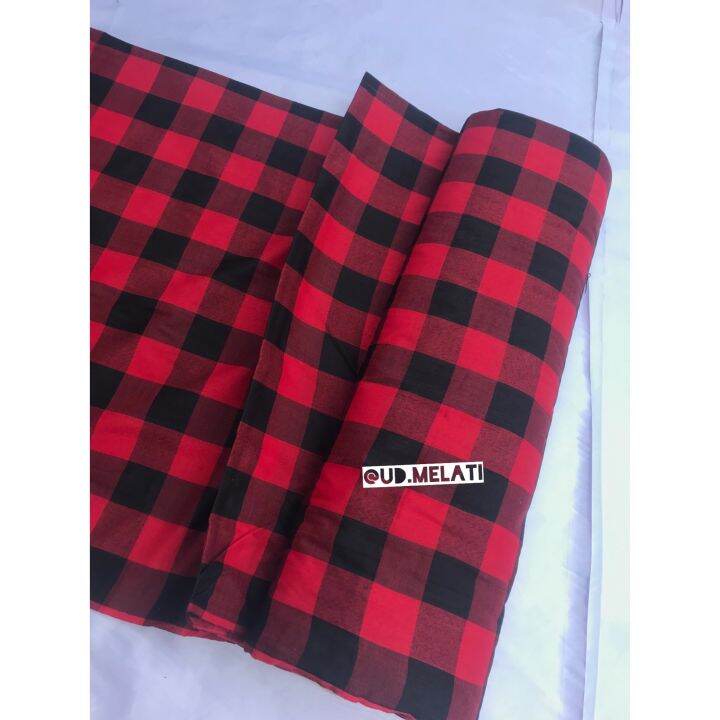 KAIN POLENG BALI KATUN HITAM MERAH KOTAK 5cm Lazada Indonesia