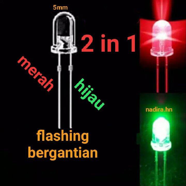 10pcs Led 2in1 Led 2 Warna Flashing Kedip Bergantian 2 8 3V 5V 12V 5mm