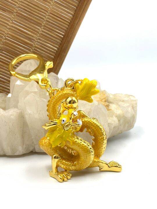 Feng Shui Rising Golden Dragon Holding A Pearl Amulet Lazada Ph