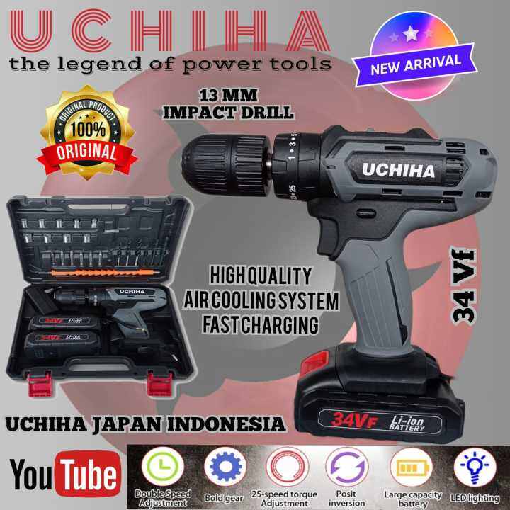 Promo Mesin Bor Baterai Cordless Impact Drill Merk Uchiha Japan Mm