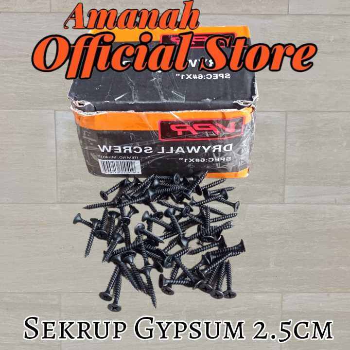 Sekrup Gypsun 6x1 Skrup Gypsum Hitam 1 Inch 2 5cm 100pcs Lazada