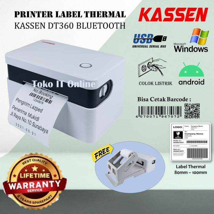 PRINTER RESI LABEL THERMAL KASSEN DT 360 USB BLUETOOTH PRINTER LABEL