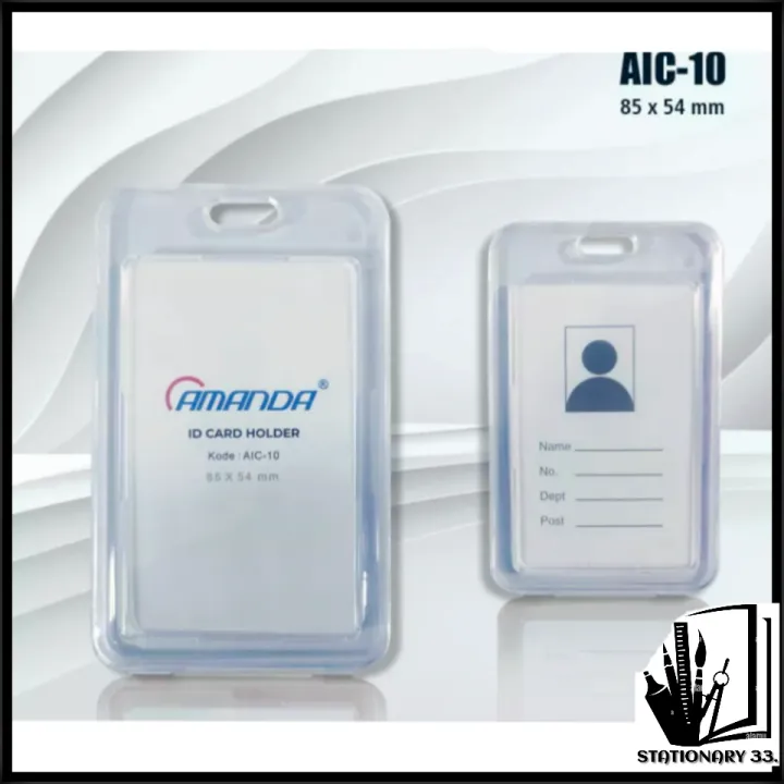 1 Pak Plastik Kartu Nama Name Tag ID Card Holder Amanda Isi 10 Pcs