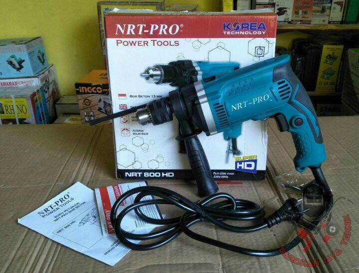 Mesin Bor Tembok Besi Kayu Impact Drill 13 Mm NRT PRO 800HD