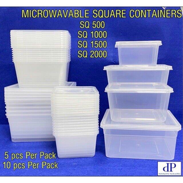 SQ 500 SQ 1000 SQ 1500 SQ 2000 Square Microwavable Container