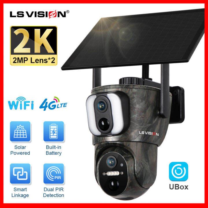 Ls Vision K Mp G Wifi Dual Lens Solar Camera Outdoor Waterproof