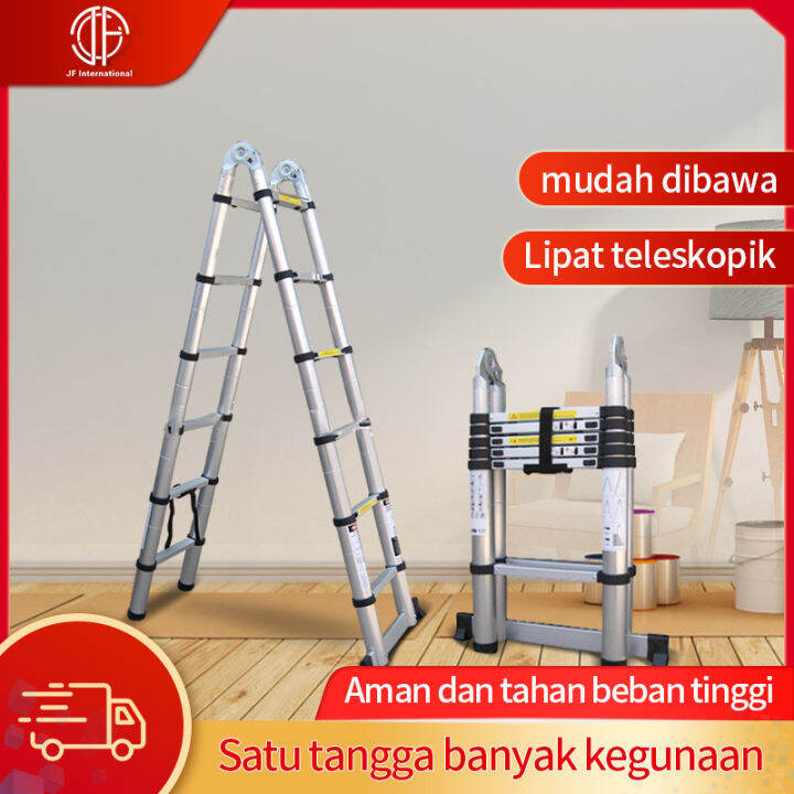 Tangga Lipat Teleskopik Aluminium DOUBLE 3 8Meter 5Meter 3 2M Tangga