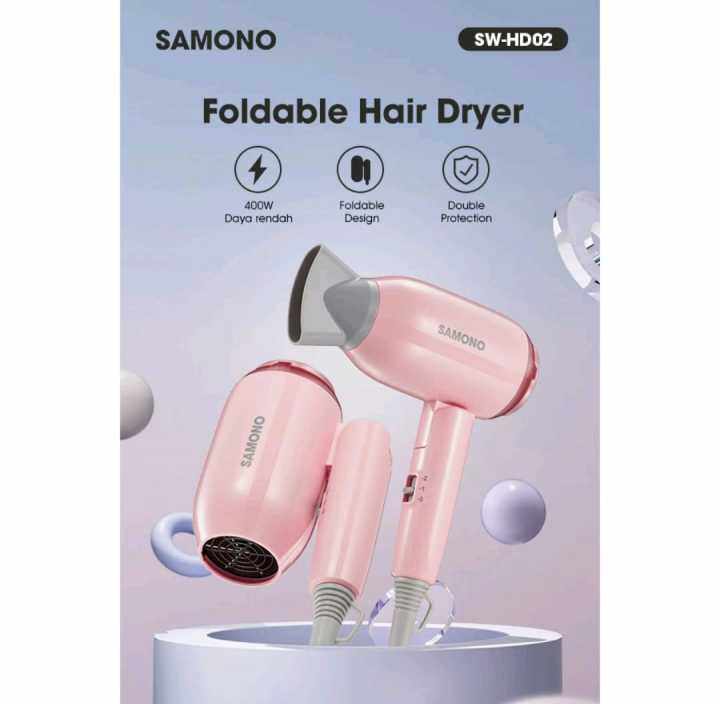 SAMONO Mini Hair Dryer Pink Pengering Rambut Travel Lazada Indonesia