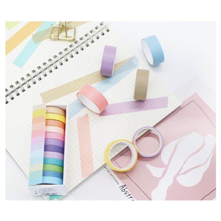 Selotip Kertas Warna Pcs Washi Tape Rainbow Pita Perekat