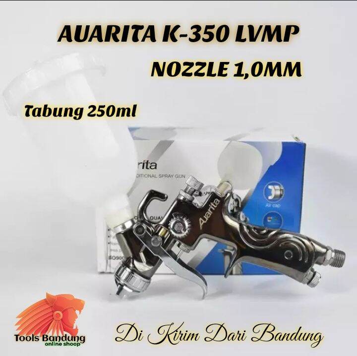 SPRAY GUN MINI AUARITA K 350 LVMP NOZZLE 1 0mm TABUNG 250ml ORIGINAL