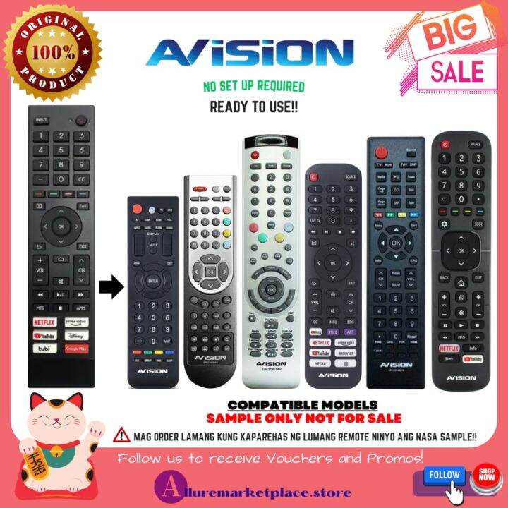 Replacement Remote For Avision LED SMART TV For Specific Avision TV