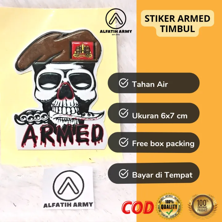 AlFatih Army Stiker TNI Armed Baret Tengkorak 6x7 Cm Timbul Lazada